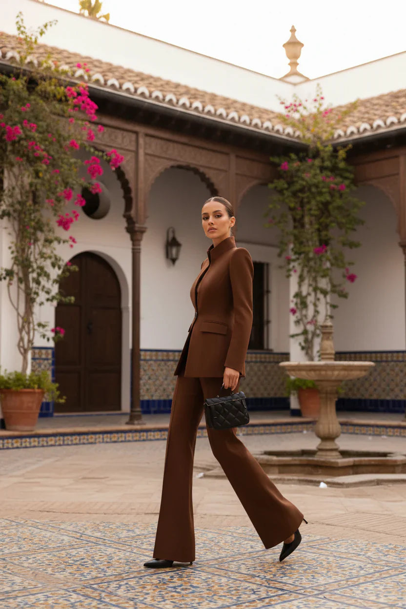 GIA | Conjunto de blazer entallado y pantalón palazzo - Angela Puerto